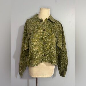 Green Floral Oversized Jacket Shacket